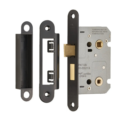 64Mm Bathroom Lock - 5Mm Follower - 57Mm C/C - Radius - Matt Black