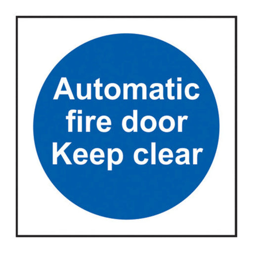 Automatic Fire Door Keep Clear' Labels, Self-Adhesive Vinyl (100mm x 100mm) (Roll of 100)