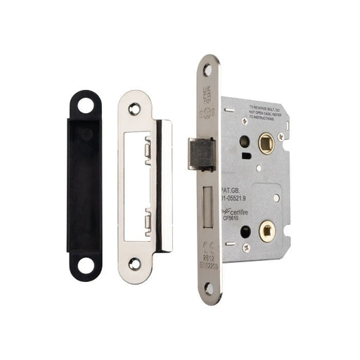 64Mm Bathroom Lock - 5Mm Follower - 57Mm C/C - Radius - Nickel Plated