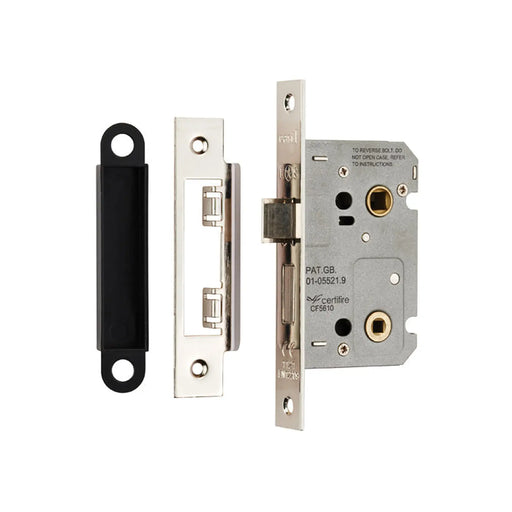 64Mm Bathroom Lock - 5Mm Follower - 57Mm C/C - Square - Retail Pack - Nickel Plated