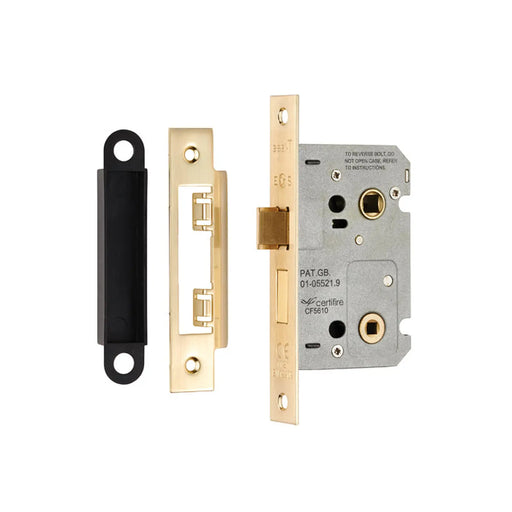 64Mm Bathroom Lock - 5Mm Follower - 57Mm C/C - Radius - Satin Brass