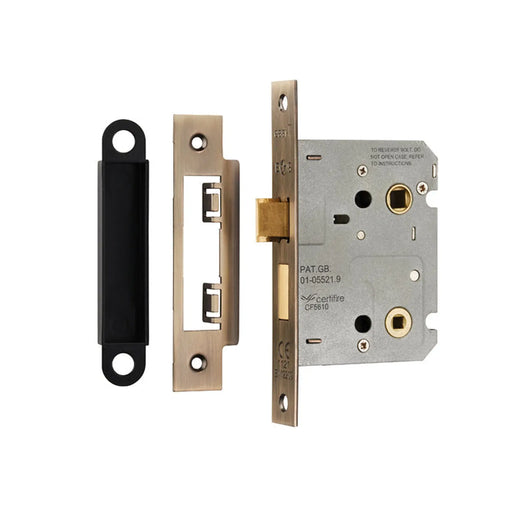 76Mm Bathroom Lock - 5Mm Follower - 57Mm C/C - Radius - Antique Brass