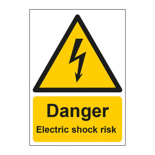 Danger electric shock risk 1.2mm Recyclable PP (148 x 210mm) - Min Order 2