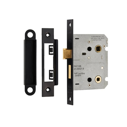 76Mm Bathroom Lock - 5Mm Follower - 57Mm C/C - Square - Retail Pack - Matt Black