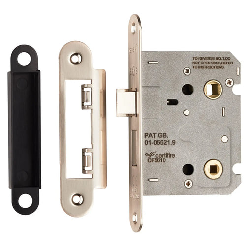 76Mm Bathroom Lock - 5Mm Follower - 57Mm C/C - Radius - Nickel Plated