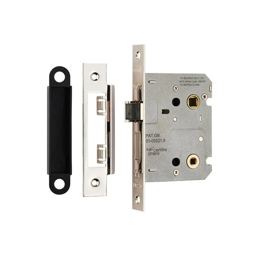 76Mm Bathroom Lock - 5Mm Follower - 57Mm C/C - Square - Retail Pack - Nickel Plated