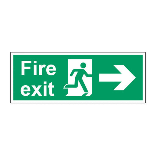 Fire exit (arrow right) 1.2mm Recyclable PP (400 X 150mm) - Min Order 2