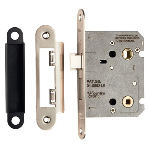 76Mm Bathroom Lock - 5Mm Follower - 57Mm C/C - Radius - Satin Nickel