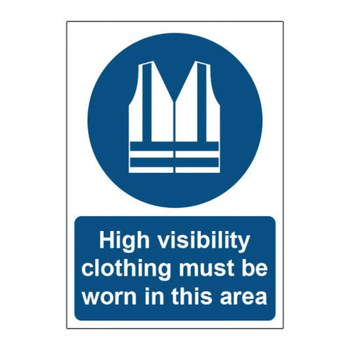 Hi visibility clothing must be worn in this area 1.2mm Recyclable PP (148 x 210mm - Min Order 2