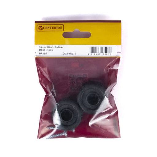 35mm Black Rubber Door Stops (Pack of 2) - Pack of 5