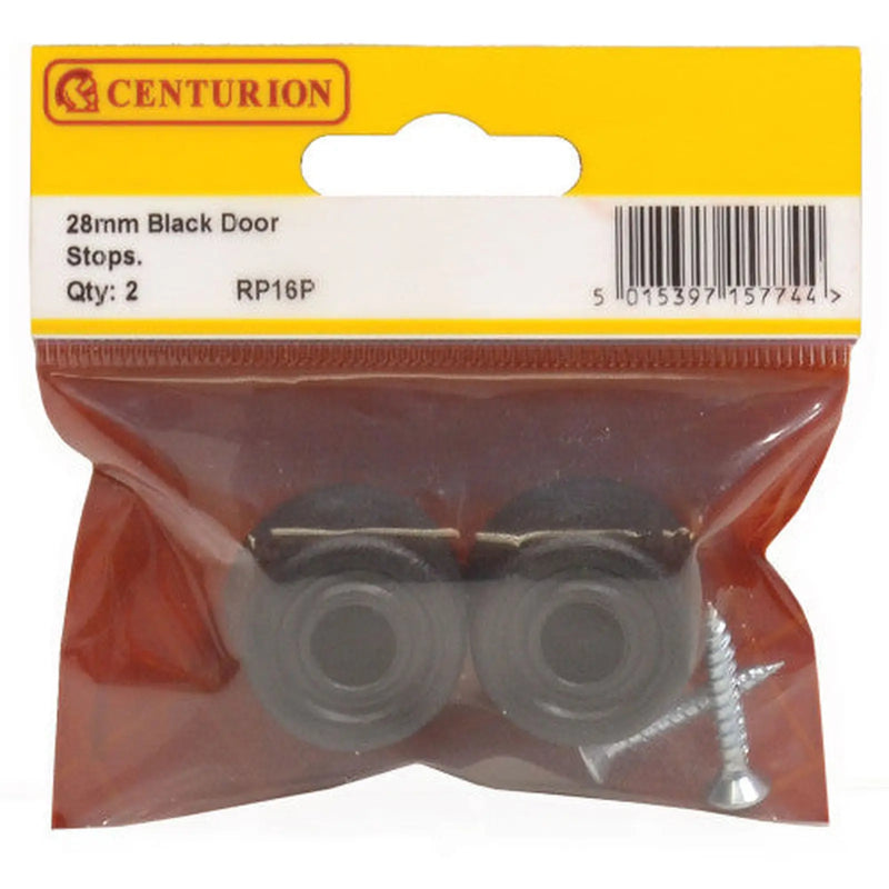 28mm Black Plastic Door Stop (Pack of 2) - Pack of 5