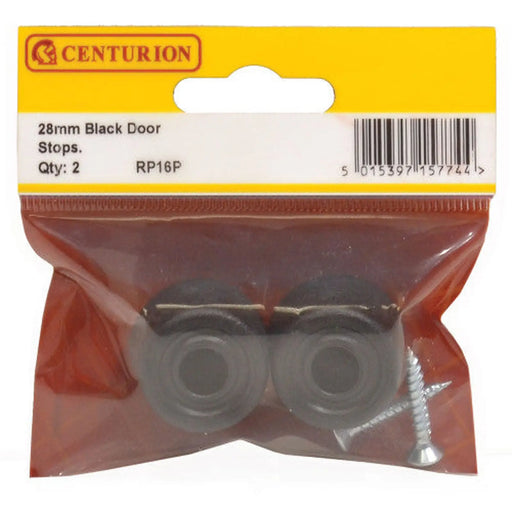 28mm Black Plastic Door Stop (Pack of 2) - Pack of 5