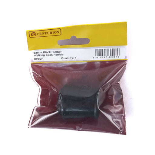 22mm Black Rubber Walking Stick Ferrules - Pack of 5