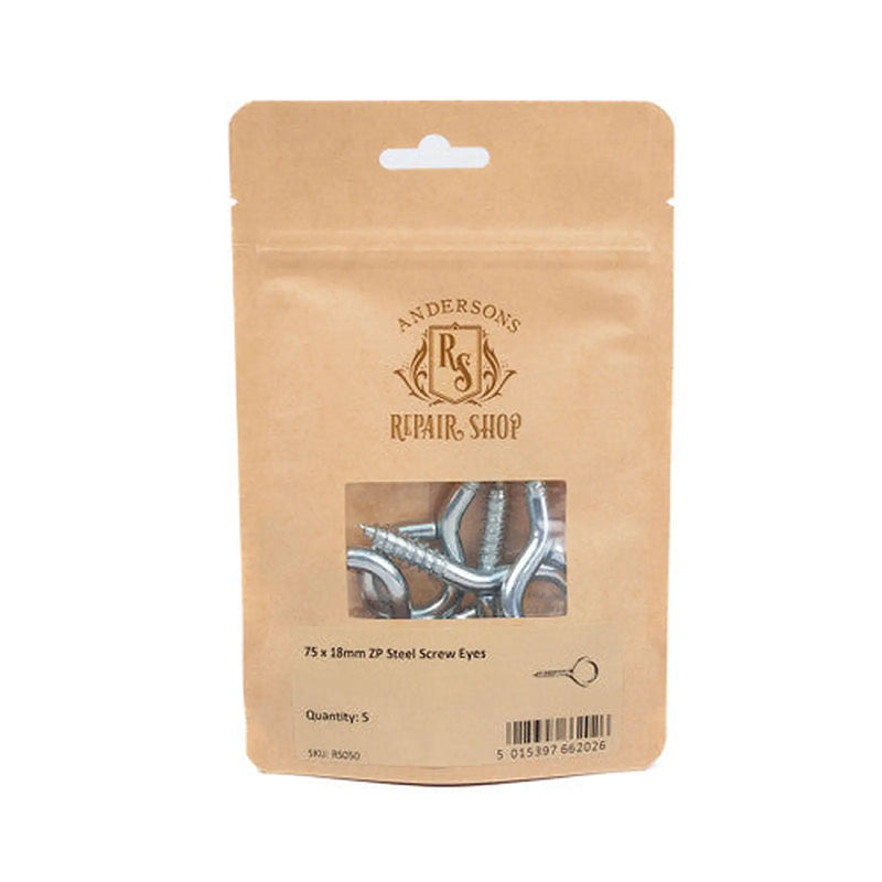 Repair Shop Zinc Plated Steel Screw Eye - 75 x 18mm - 5pk
