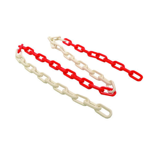 Short Link Plastic Chain, Red/White, 6mm x 5m - Min Order 2