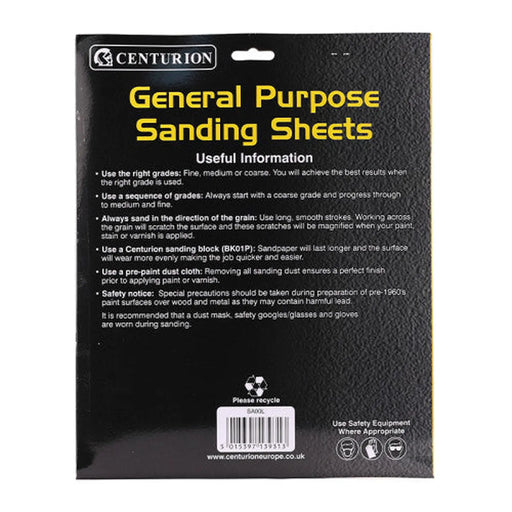 Abrasives Sandpaper Sheets, Extra Fine 00/240 Grit - Pack of 5