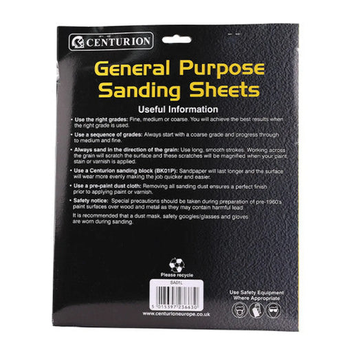 Abrasives Sandpaper Sheets, Fine 0/180 Grit - Pack of 5