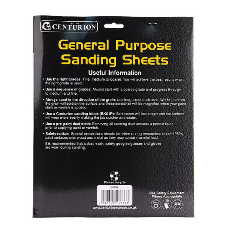 Abrasives Sandpaper Sheets, Medium 1/120 Grit - Pack of 5