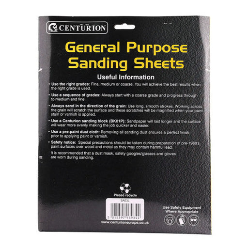 Abrasives Sandpaper Sheets, Medium 1½ / 100 grit - Pack of 5