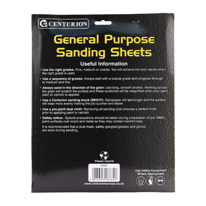 Abrasives Sandpaper Sheets, Coarse F2 / 80 grit - Pack of 5