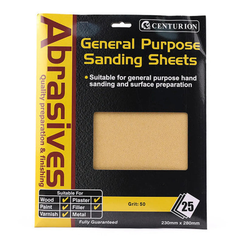 Abrasives Sandpaper Sheets, Coarse S2 / 50 grit - Pack of 5