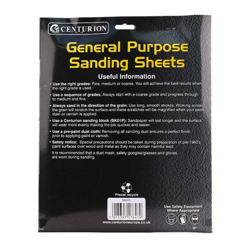 Abrasives Sandpaper Sheets, Extra Coarse 2½  / 40 Grit - Pack of 5