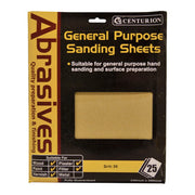 Abrasives Sandpaper Sheets, Extra Coarse 3 / 36 Grit - Pack of 5