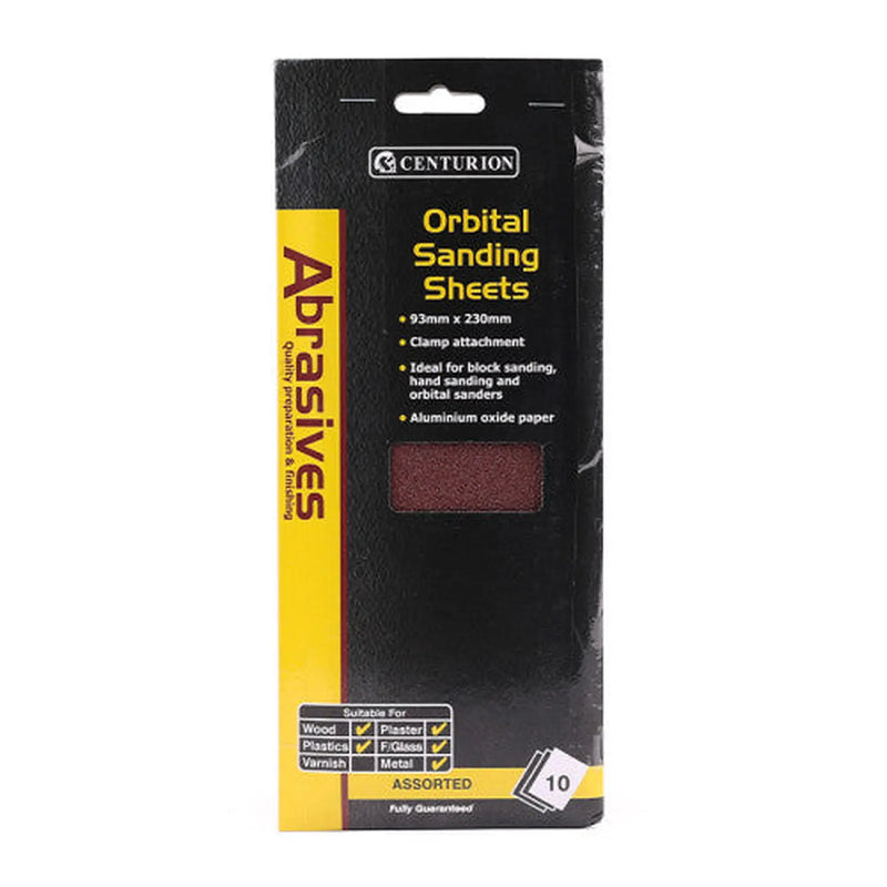 Abrasives Orbital Sanding Sheets, Assorted 93mm x 230mm (Pack of 10) - Pack of 5