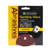 Abrasives Hook and Loop Circular Sanding Sheets, Assorted 125mm Diameter (Pack of 5)