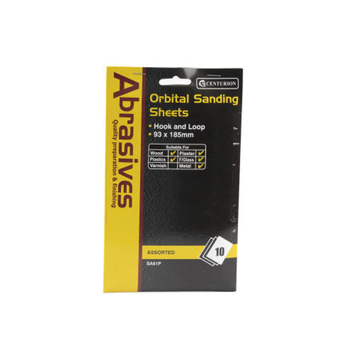 Assorted Hook & Loop Orbital Sanding Sheet w/hole - 93 x 185mm - - Pack of 5