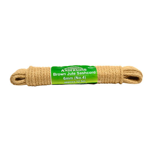 Jute Sash Plaited Cord Hank, 6mm x 12.5m (No 4) - Pack of 8