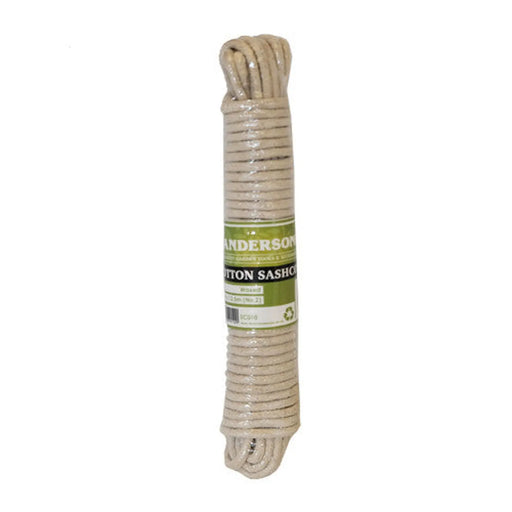 Waxed Cotton Sash Cord, 5mm x 12.5m (No 2) - Pack of 8
