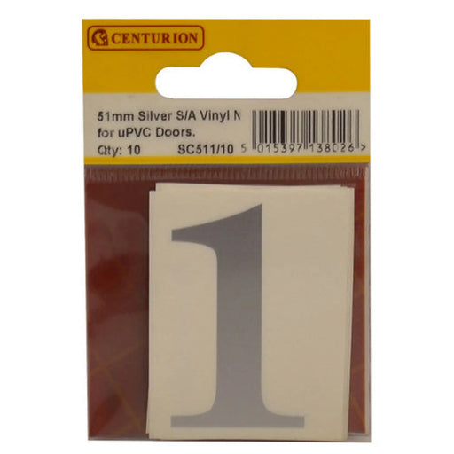 51mm Silver Traditional Oldstyle Font Vinyl Number 1   (Pack of 10) - Min Order 2