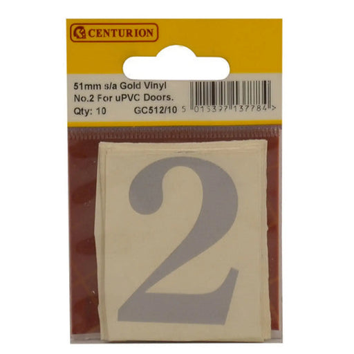 51mm Silver Traditional Oldstyle Font Vinyl Number 2   (Pack of 10) - Min Order 2
