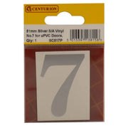 51mm Silver Traditional Oldstyle Font Vinyl Number 7 - Pack of 5