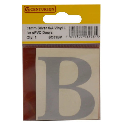 51mm Silver Traditional Oldstyle Font Vinyl Letter B - Pack of 5