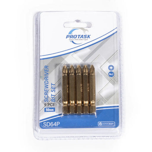 ProTask 50mm Titanium Coated No.2 Pozi Screwdriver Bit Set - Pack of 12
