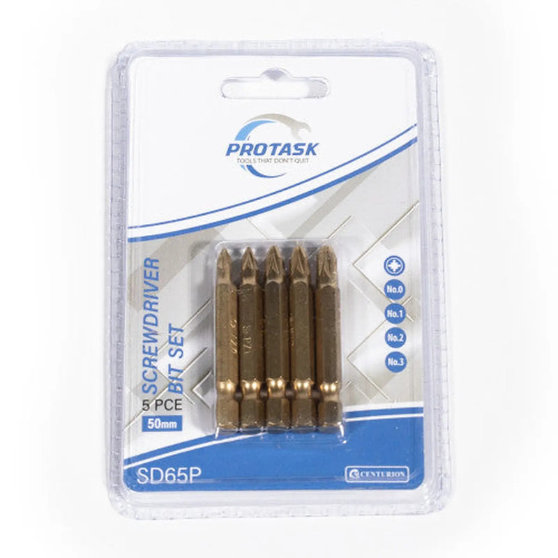 ProTask 50mm Titanium Coated Pozi Assorted Screwdriver Bit Set - Pack of 12