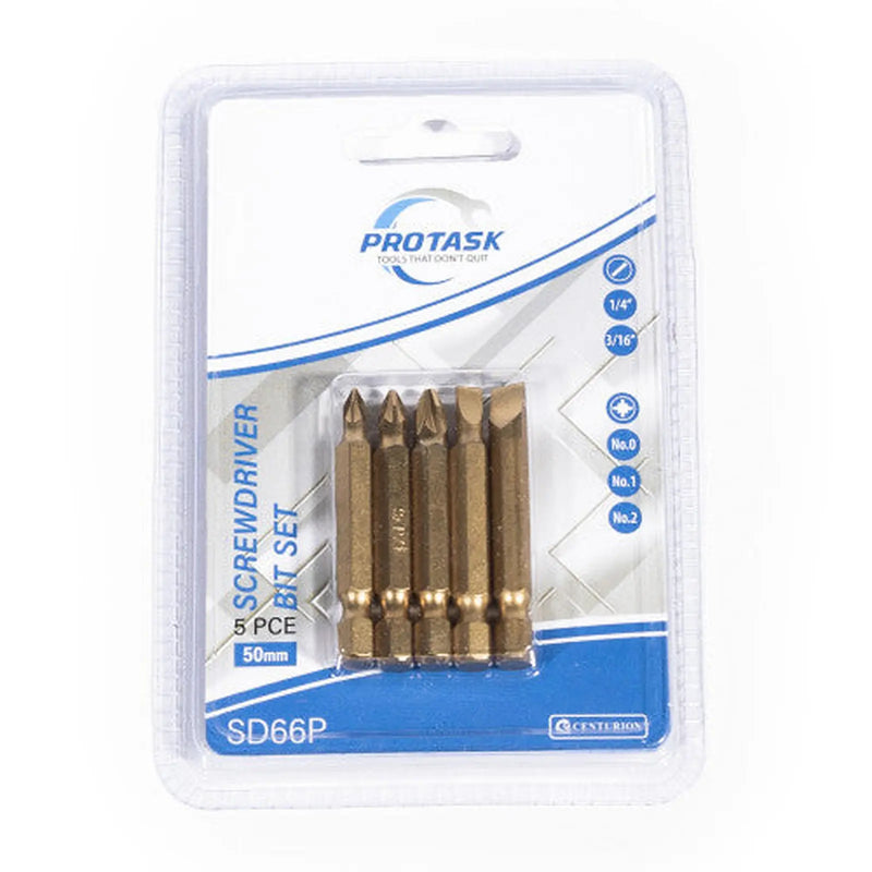 ProTask 50mm Titanium Coated Assorted Screwdriver Bit Set - Pack of 12