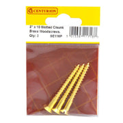 2" x 10 Slotted Brass Woodscrew - Countersunk Head - (Pack of 3) - Pack of 5