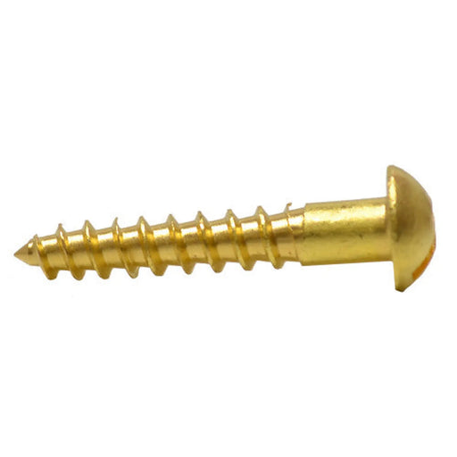 1" x 8 Slotted Round Head Woodscrew - Solid Brass - (200)