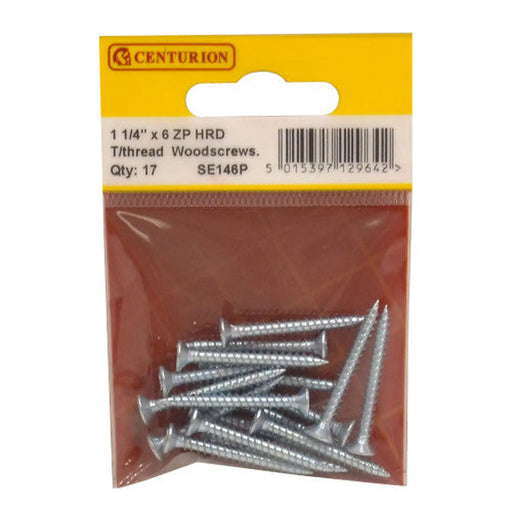 1 1/4" x 6 ZP Cross Recessed Hardened Twin Thread Woodscrews with - Pack of 5