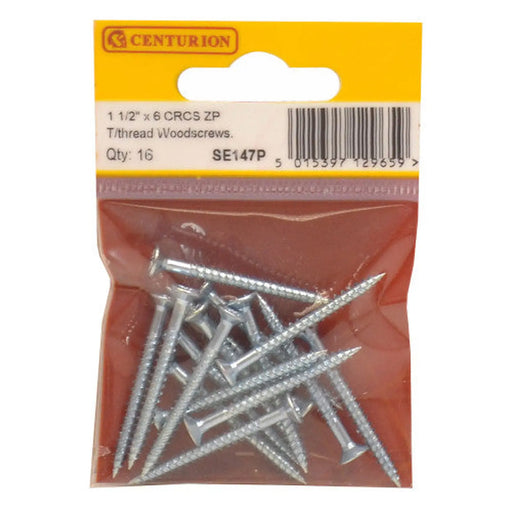 1 1/2" x 6 ZP Cross Recessed Hardened Twin Thread Woodscrews with - Pack of 5