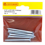 2 1/2" x 8 ZP Cross Recessed Hardened Twin Thread Woodscrews with - Pack of 5