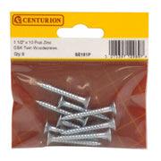 1 1/2" x 10 ZP Cross Recessed Hardened Twin Thread Woodscrews with - Pack of 5