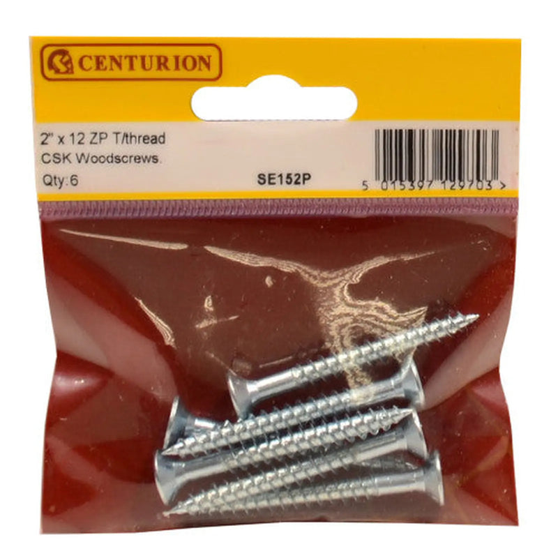 2" x 12 ZP Cross Recessed Hardened Twin Thread Woodscrews with - Pack of 5