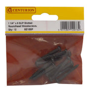 1 1/4" x 8 Pozi Black Round Head Woodscrews (Pack of 12) - Pack of 5