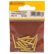 1" x 4 Slotted Brass Woodscrew - Countersunk Head - (Pack of 15) - Pack of 5
