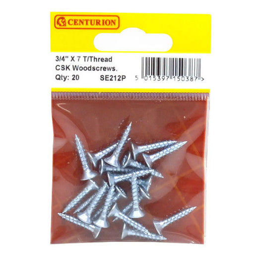 3/4" x 7 ZP Cross Recessed Hardened Twin Thread Woodscrews with - Pack of 5