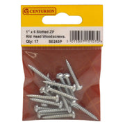 1" x 6 ZP Round Head Woodscrews (Pack of 17) - Pack of 5
